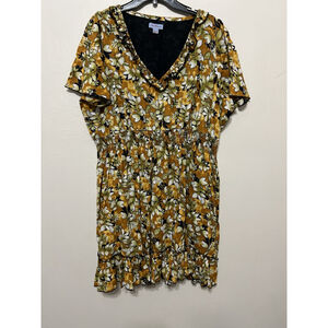 Joe Browns Floral Ruffle Beaded Feminine Romantic‎ Chic Earth Tone Dress Plus 22